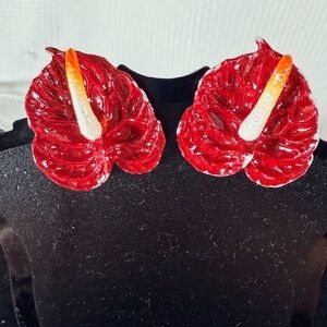 Vintage Elegant “Western Germany “ Anthurium Clip-On Earrings